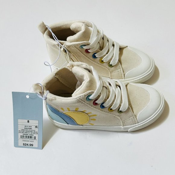 NEW 🌈 ☀️ Cat & Jack Sz 8 Sun Rainbow Tan Sneakers - Picture 2 of 5